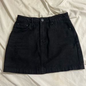Mini black jean skirt